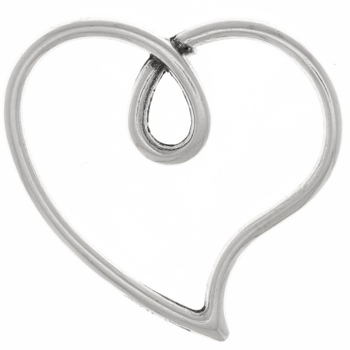 Pendentif coeur évidé 16x17 mm - Placage argent fin vieilli x1