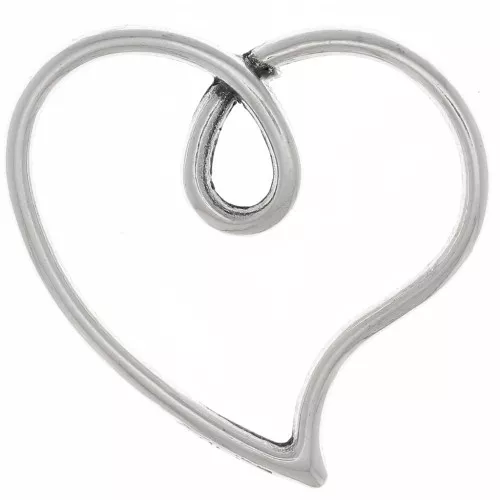 Pendentif coeur évidé 16x17 mm - Placage argent fin vieilli x1