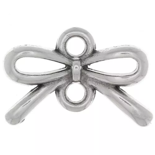 Intercalaire noeud 2 trous 8x12.5 mm - Placage argent fin vieilli x1