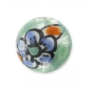 Ronde céramique 12 mm Bleu/Vert  x1