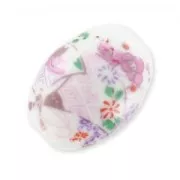 Olive céramique 18x13 mm Rose/Blanc x1