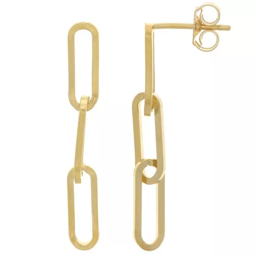 Boucles d'oreilles chaîne maille rectangle 30x4 mm - Gold filled (or laminé) x2