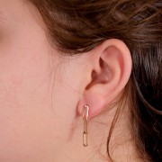 Boucles d'oreilles chaîne maille rectangle 30x4 mm - Gold filled (or laminé) x2