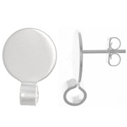 Clous d'oreilles disque 12 mm avec attache ouverte - Argenté x2|raw }}