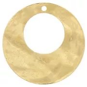 Pendentif créole rond ajouré martelé 40 mm - Doré à l'or fin x1