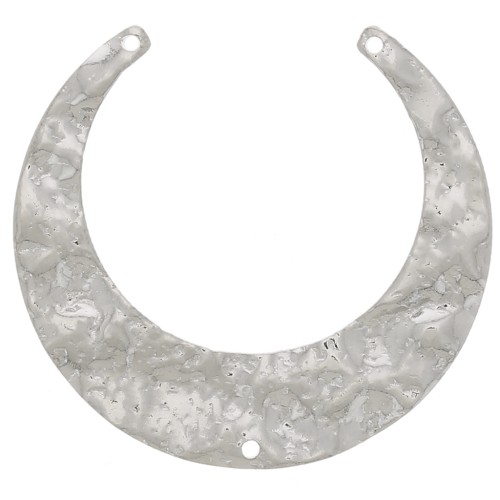 Intercalaire pour collier demi-lune martelé 33x35 mm - Rhodié x1
