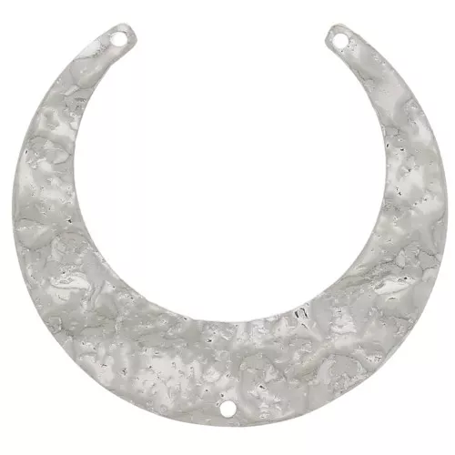 Intercalaire pour collier demi-lune martelé 33x35 mm - Rhodié x1