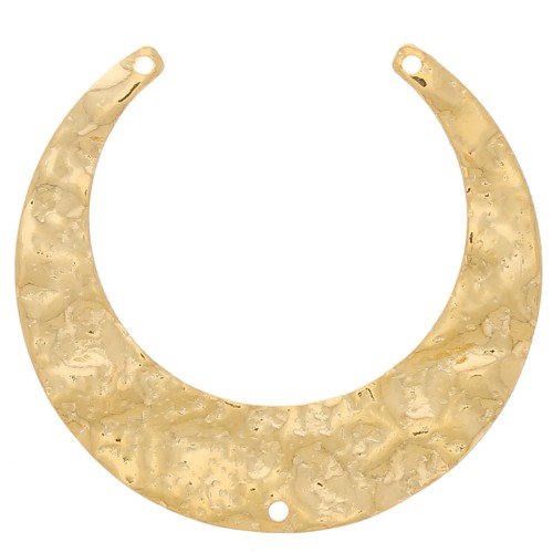 Intercalaire pour collier demi-lune martelé 33x35 mm - Doré à l'or fin x1