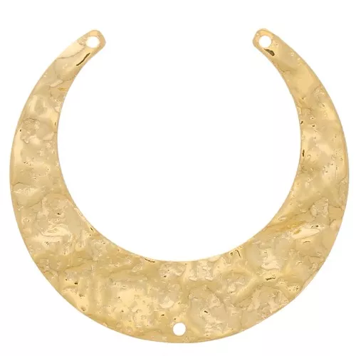 Intercalaire pour collier demi-lune martelé 33x35 mm - Doré à l'or fin x1