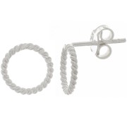 Boucles d'oreilles cercle fil torsadé évidé 10 mm - Argent 925 x2