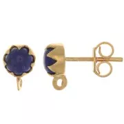 Clous d'oreilles 6mm avec pierre gemme - Argent 925 Doré à l'or fin - Lapis lazuli