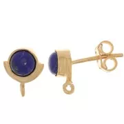 Clous d'oreilles 10x8mm - pierre gemme - Argent 925 Doré à l'or fin - Lapis lazuli