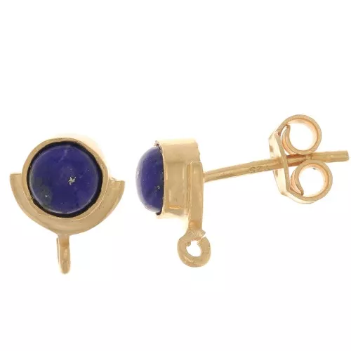 Clous d'oreilles 10x8mm - pierre gemme - Argent 925 Doré à l'or fin - Lapis lazuli