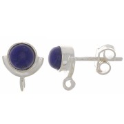 Clous d'oreilles 10x8mm avec pierre gemme - Argent 925 - Lapis lazuli x1|raw }}