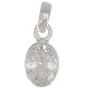Pendentif ovale facetté 12x7 mm avec oxyde de Zirconium - Argent 925 - Crystal x1|raw }}
