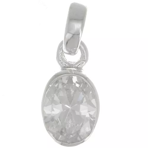 Pendentif ovale facetté 12x7 mm avec oxyde de Zirconium - Argent 925 - Crystal x1