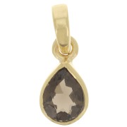 Pendentif goutte facetté 12x7 mm - Argent 925 Doré à l'or fin - Quartz fumé x1