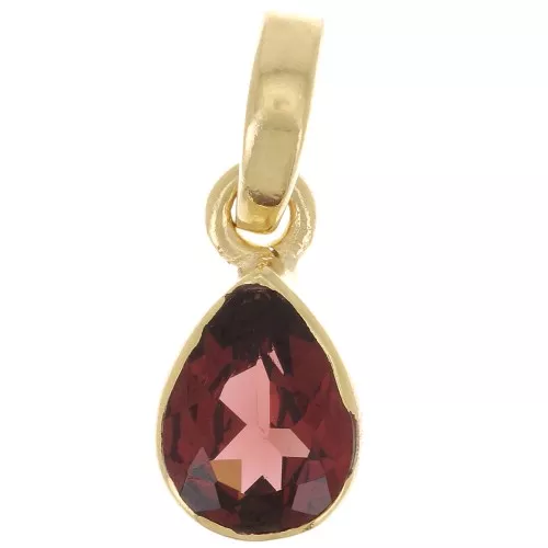 Pendentif goutte facetté 12x7 mm - Argent 925 Doré à l'or fin - Grenat x1
