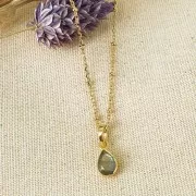 Pendentif goutte facetté 12x7 mm - Argent 925 Doré à l'or fin - Grenat x1