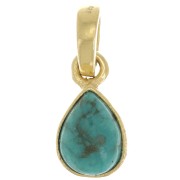 Pendentif goutte facetté 12x7mm - Argent 925 Doré à l'or fin - imitation Turquoise|raw }}