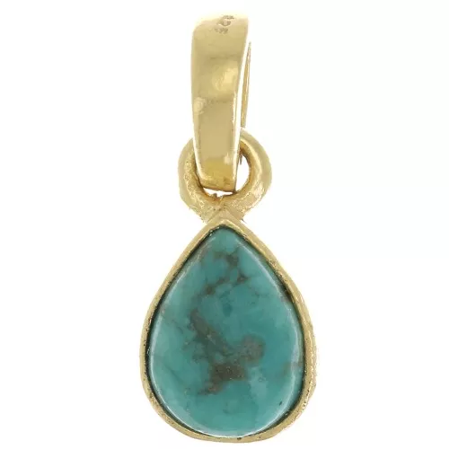 Pendentif goutte facetté 12x7mm - Argent 925 Doré à l'or fin - imitation Turquoise