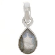 Pendentif goutte facetté 12x7 mm en pierre gemme - Argent 925 - Labradorite x1|raw }}