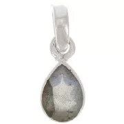 Pendentif goutte facetté 12x7 mm en pierre gemme - Argent 925 - Labradorite x1