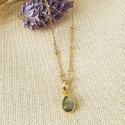 Pendentif goutte facetté 12x7 mm en pierre gemme - Argent 925 - Grenat x1