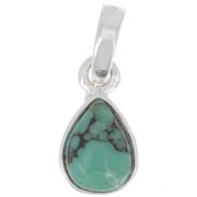 Pendentif goutte facetté 12x7mm en imitation pierre gemme - Argent 925 - Turquoise|raw }}