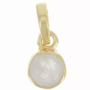 Pendentif rond facetté 7mm pierre gemme - Argent 925 Doré Or fin - Pierre de lune