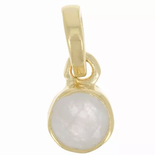 Pendentif rond facetté 7mm pierre gemme - Argent 925 Doré Or fin - Pierre de lune