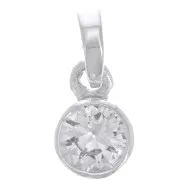 Pendentif rond facetté 7 mm avec oxyde de Zirconium - Argent 925 - Crystal x1