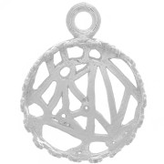 Pendentif serti rond - décor couronne - cabochon fond plat 12 mm - Argent 925 x1|raw }}