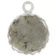 Pendentif serti rond - décor couronne - cabochon fond plat 12 mm - Argent 925 x1