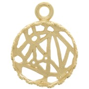 Pendentif serti rond décor couronne - cabochon fond plat 12 mm Plaqué Or 3 microns|raw }}