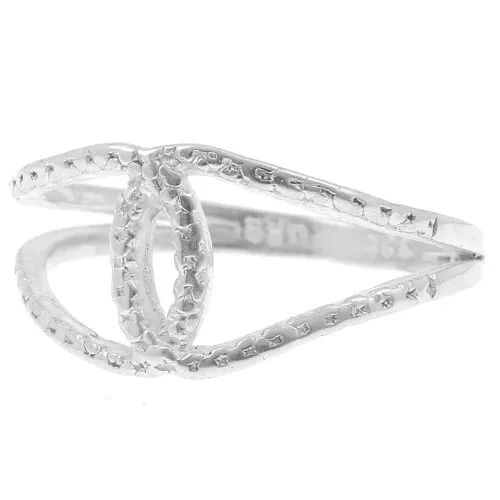 Bague croisée martelée - Taille 57 - Argent 925 x1