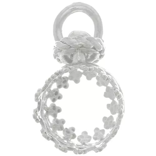 Pendentif serti rond pivotant - décor couronne - pour perle 8 mm - Argent 925 x1