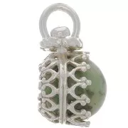 Pendentif serti rond pivotant - décor couronne - pour perle 8 mm - Argent 925 x1