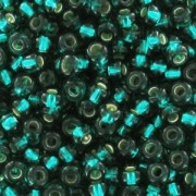 Perles rocailles Preciosa  11/0 2 mm - Emerald Silver Lined x20g