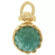 Pendentif serti rond pivotant décor couronne pour perle 8 mm - Plaqué Or 3 microns