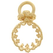 Pendentif serti rond pivotant décor couronne - pour perle 8mm - Doré à l'or fin x1|raw }}
