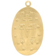 Pendentif ovale travaillé 22x13 mm - motif Vierge - Gold filled (or laminé)  x1