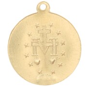 Pendentif rond travaillé 15 mm - motif Vierge - Gold filled (or laminé)  x1