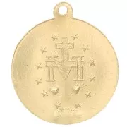 Pendentif rond travaillé 15 mm - motif Vierge - Gold filled (or laminé) x1