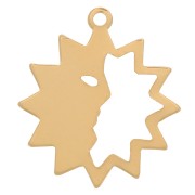 Pendentif soleil évidé avec demi visage 14 mm - Gold filled (or laminé) x1