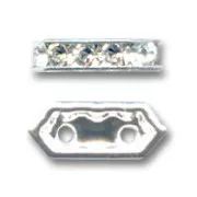 Barrette strass 10x5 mm argentée Crystal 2 trous x1