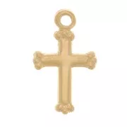 Breloque croix travaillée 14x8 mm - Gold filled (or laminé) x1