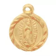 Breloque ronde 9 mm - motif Vierge - Gold filled (or laminé) x1
