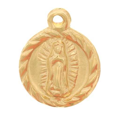 Breloque ronde 9 mm - motif Vierge - Gold filled (or laminé) x1