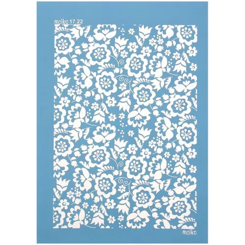 Silk Screen Moiko pour Pâte polymère 74x105 mm - Motif Hellébores 17.22 x1